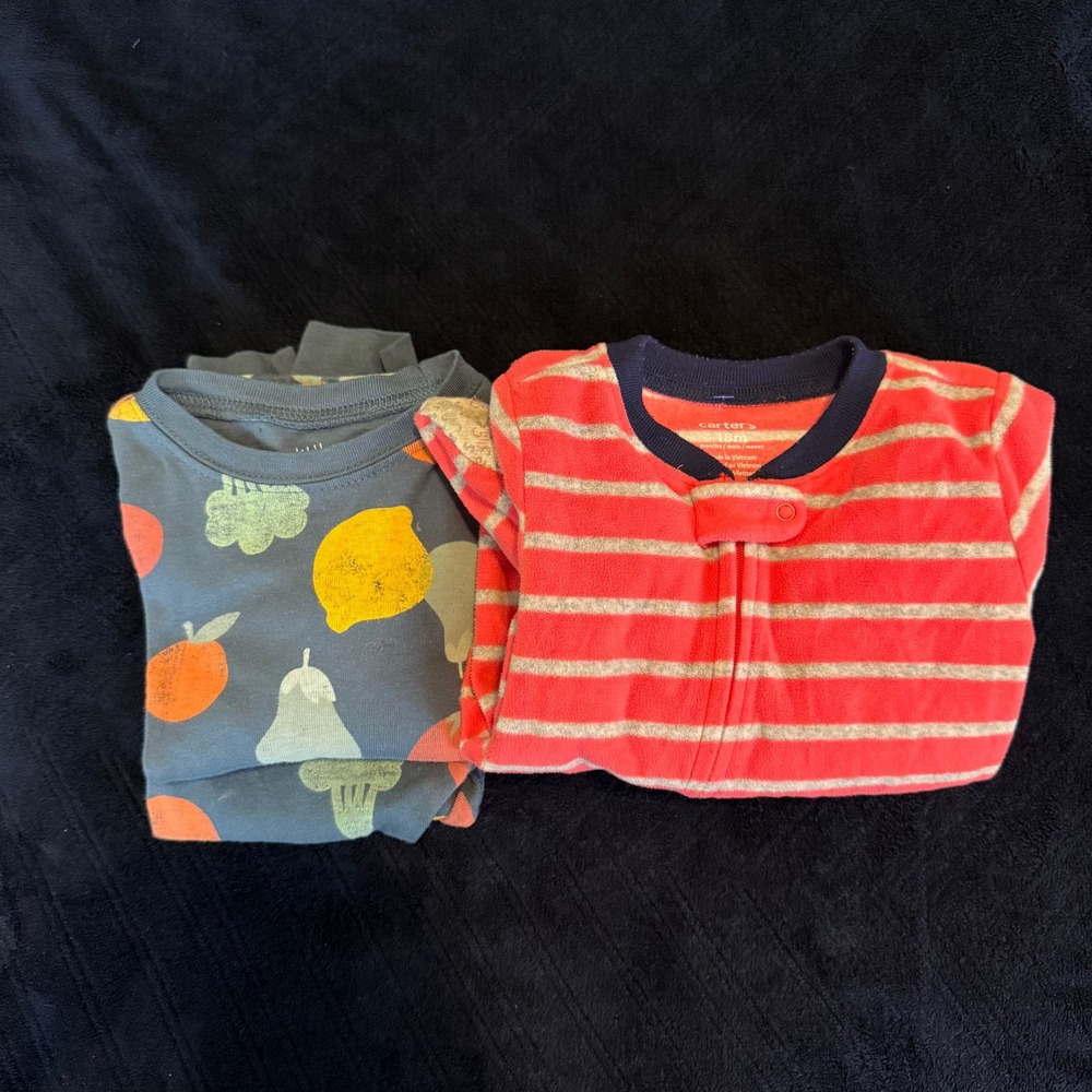 Carters Little Planet Organic Cotton Pajamas and Fleece Footed Sleeper Set 18M